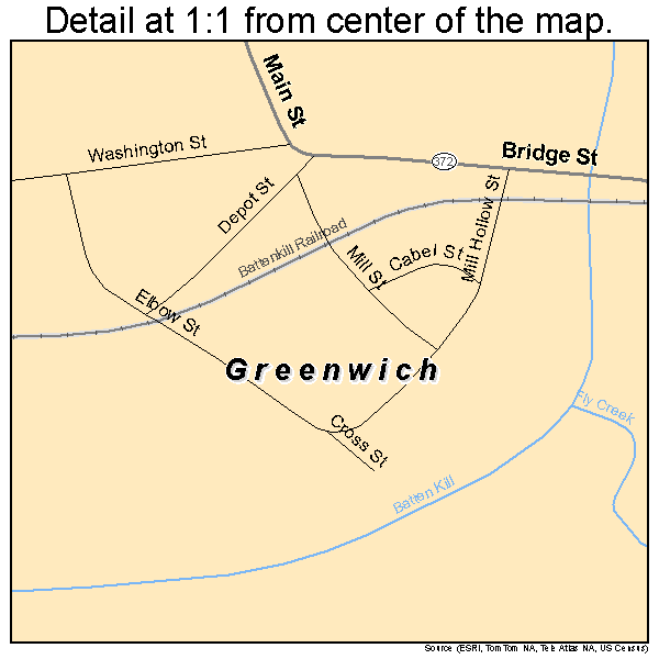 Greenwich, New York road map detail