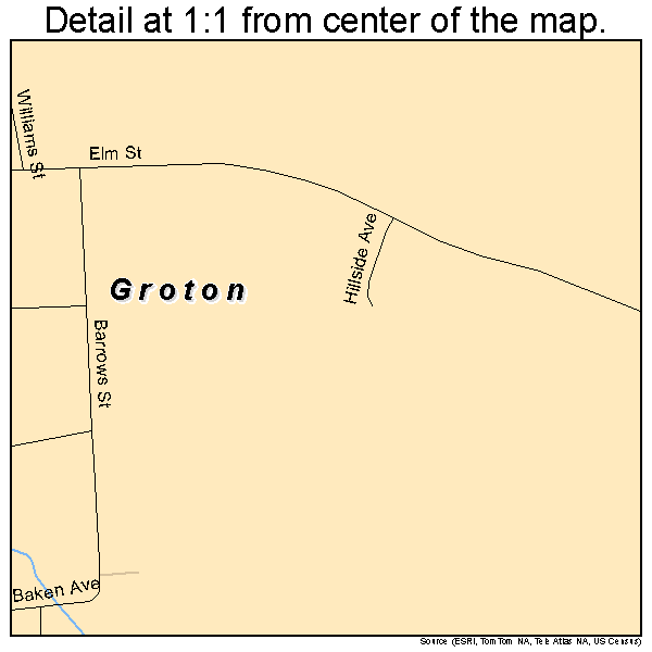 Groton, New York road map detail