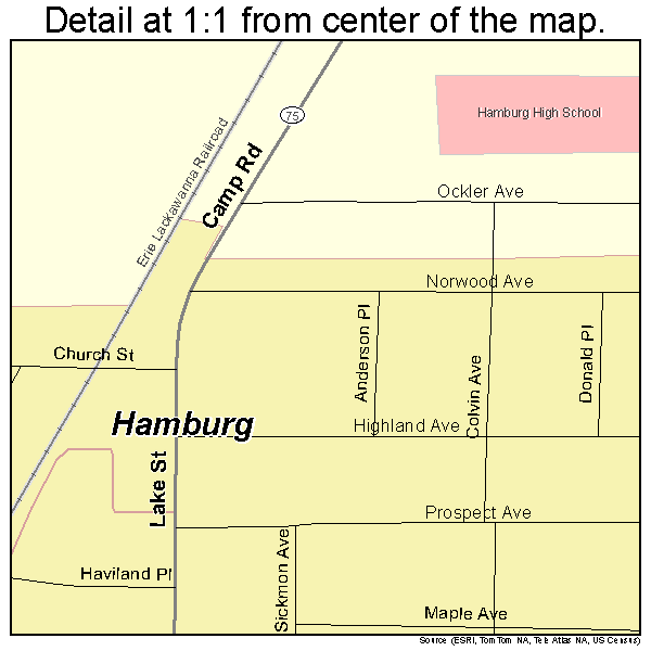 Hamburg, New York road map detail