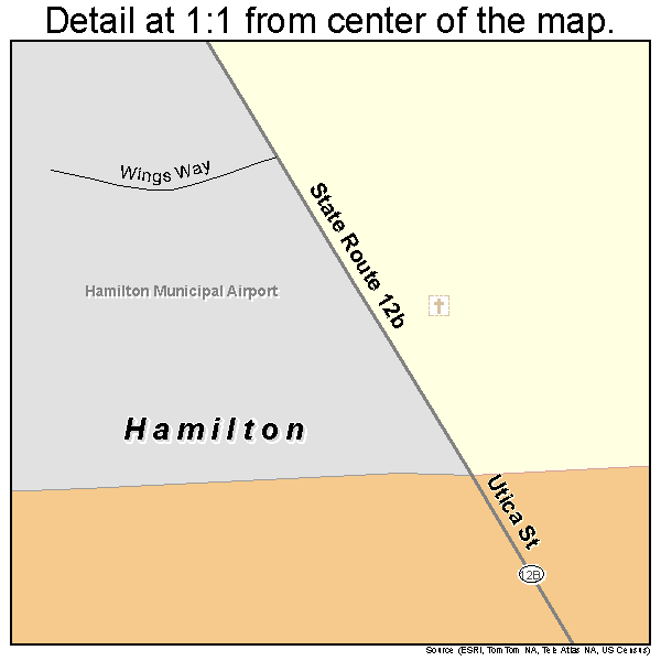 Hamilton, New York road map detail