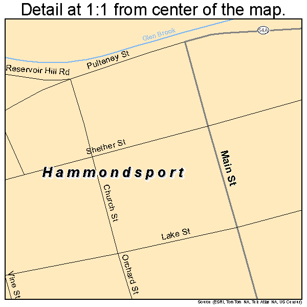 Hammondsport, New York road map detail