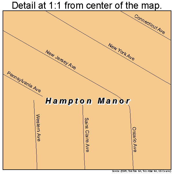 Hampton Manor, New York road map detail
