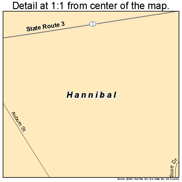 Hannibal, New York road map detail