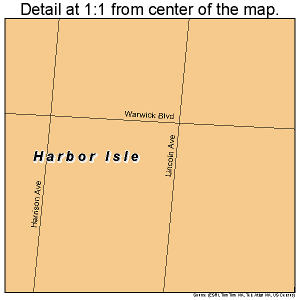 Harbor Isle, New York road map detail