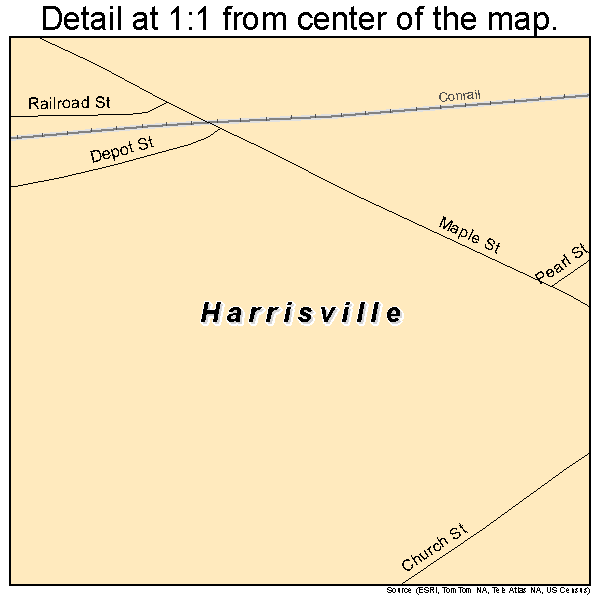 Harrisville, New York road map detail
