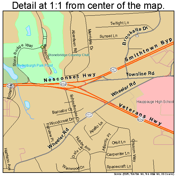 Hauppauge, New York road map detail