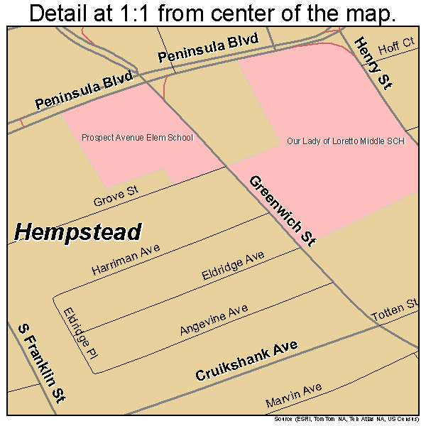 Hempstead, New York road map detail