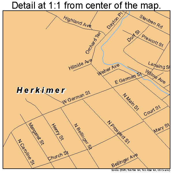 Herkimer, New York road map detail