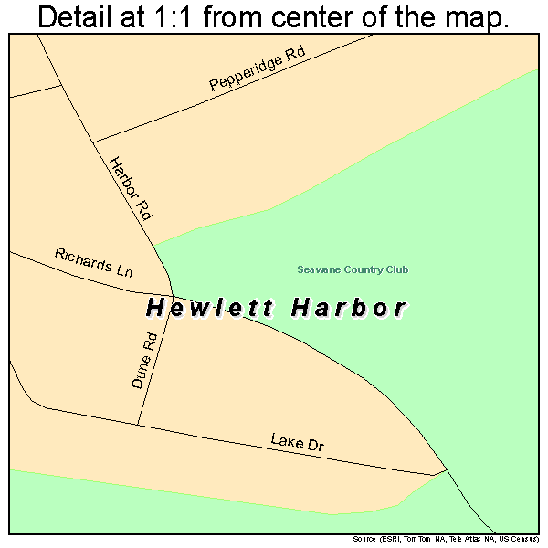 Hewlett Harbor, New York road map detail