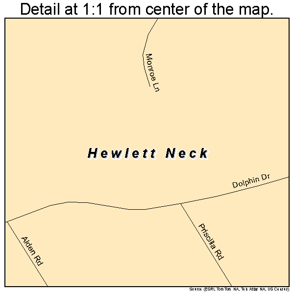 Hewlett Neck, New York road map detail