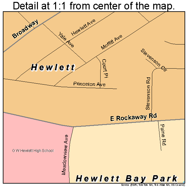 Hewlett, New York road map detail