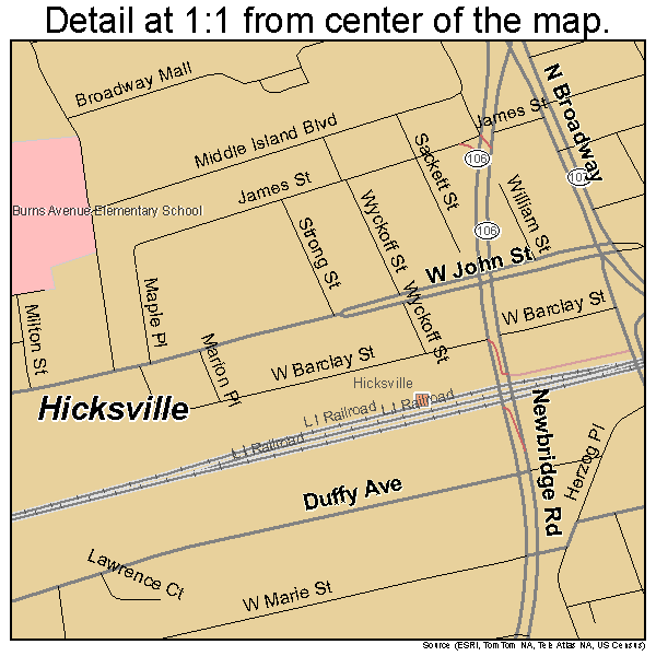 Hicksville, New York road map detail
