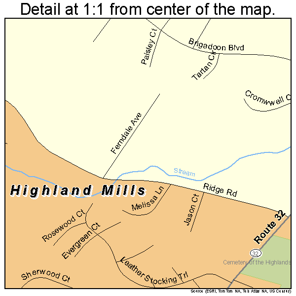 Highland Mills, New York road map detail