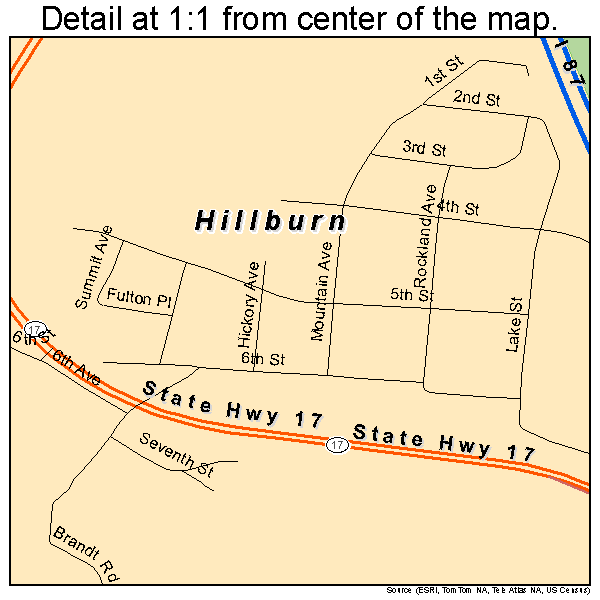 Hillburn, New York road map detail