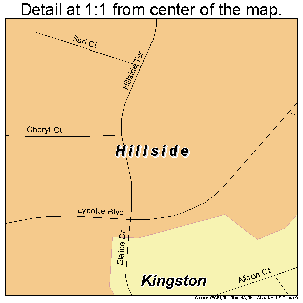 Hillside, New York road map detail