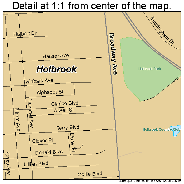 Holbrook, New York road map detail