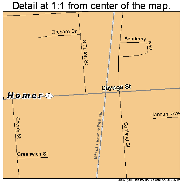 Homer, New York road map detail