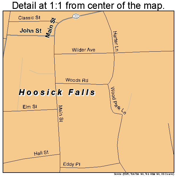 Hoosick Falls, New York road map detail