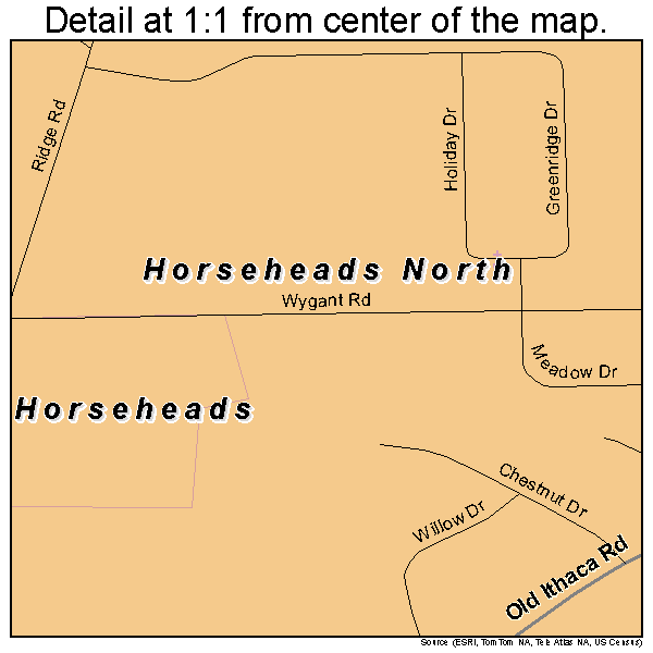 Horseheads North, New York road map detail
