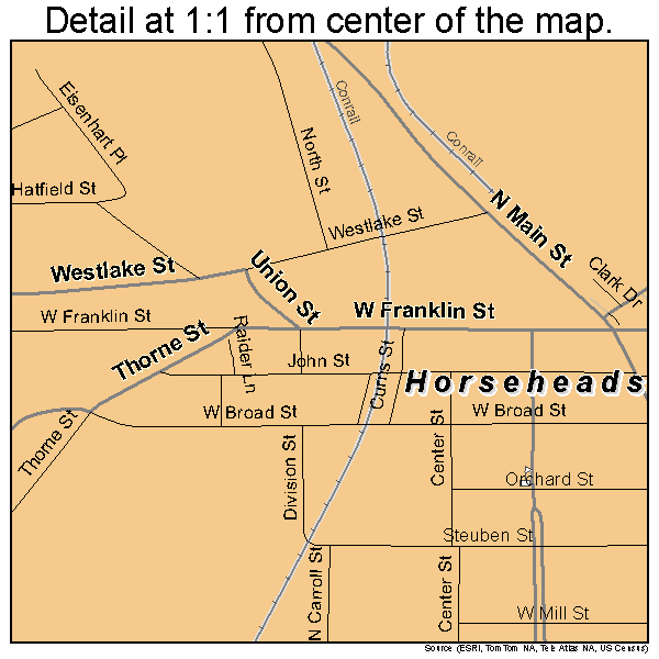 Horseheads, New York road map detail