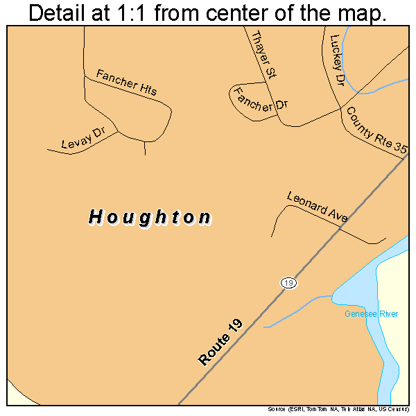 Houghton, New York road map detail