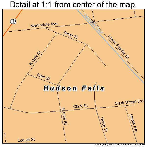 Hudson Falls, New York road map detail