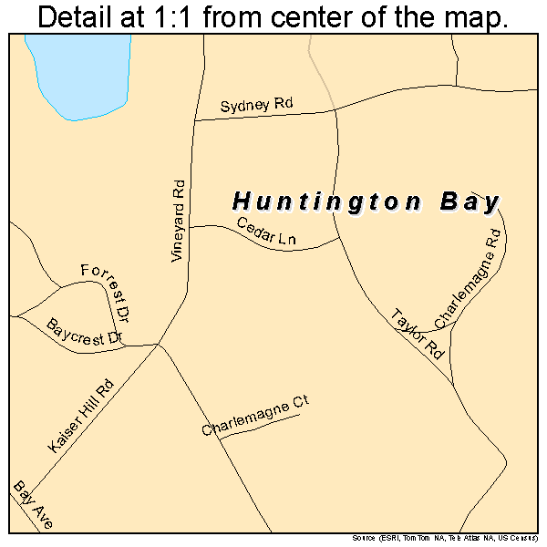 Huntington Bay, New York road map detail