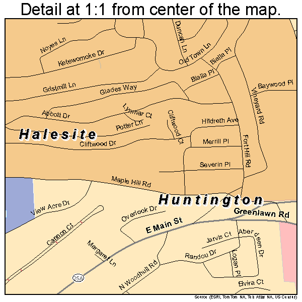 Huntington, New York road map detail