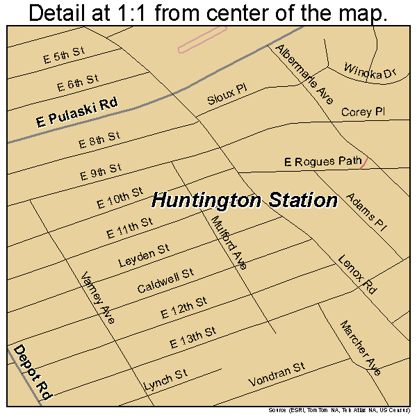 Huntington Station, New York road map detail