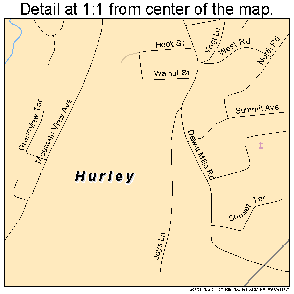 Hurley, New York road map detail