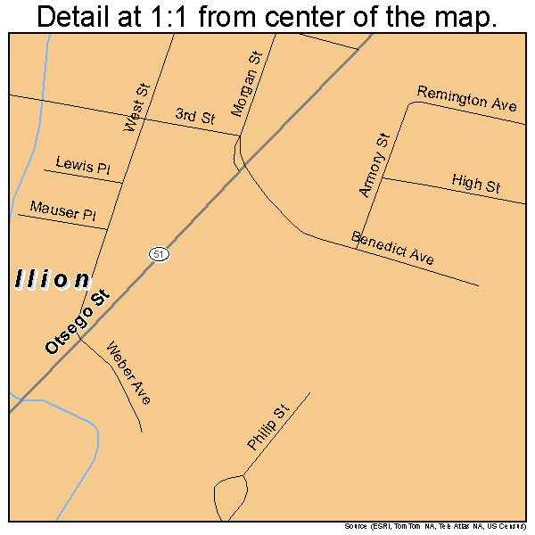 Ilion, New York road map detail