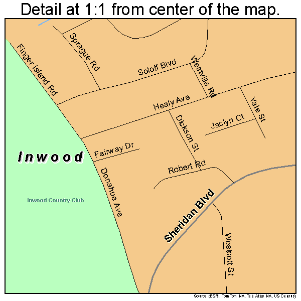 Inwood, New York road map detail