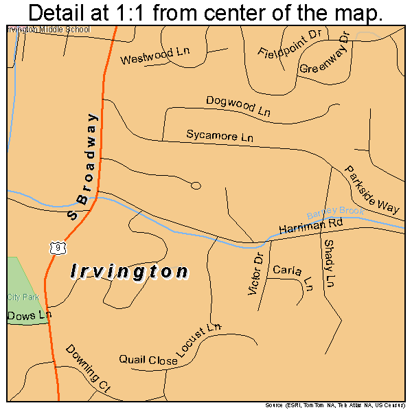 Irvington, New York road map detail