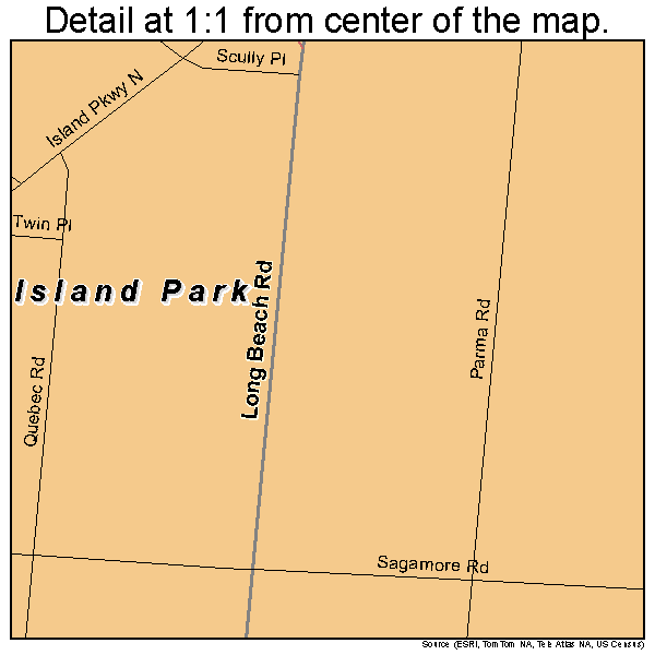 Island Park, New York road map detail
