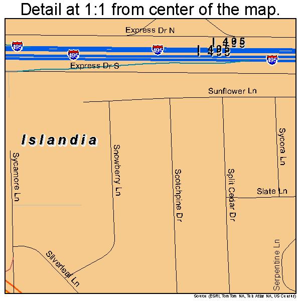 Islandia, New York road map detail