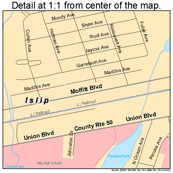 Islip, New York road map detail