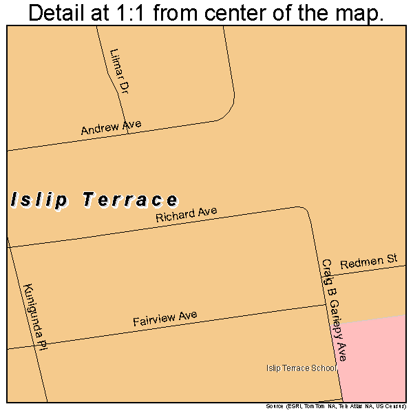 Islip Terrace, New York road map detail