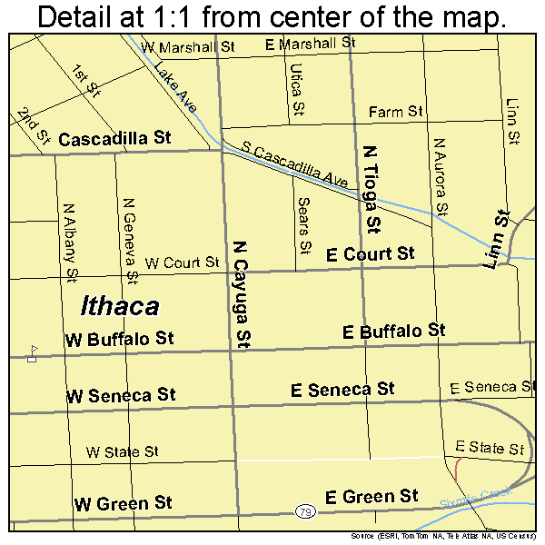 Ithaca, New York road map detail