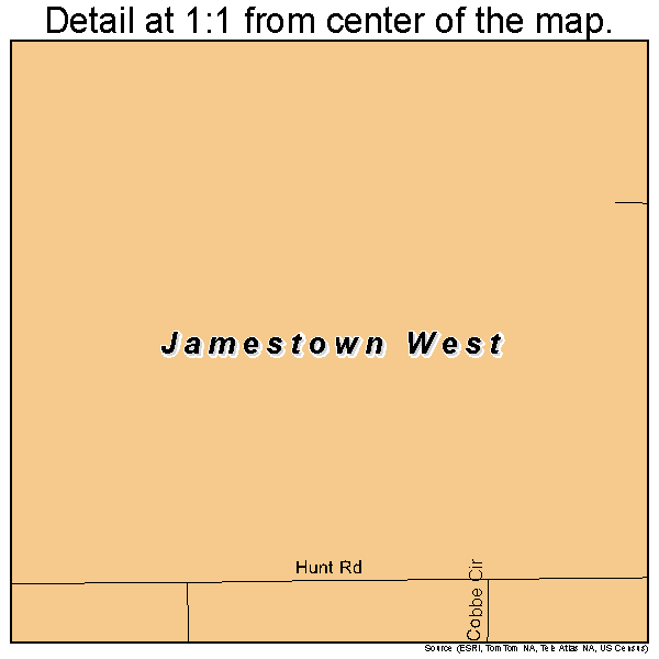 Jamestown West, New York road map detail