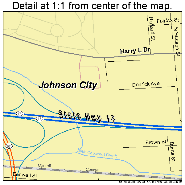 Johnson City, New York road map detail