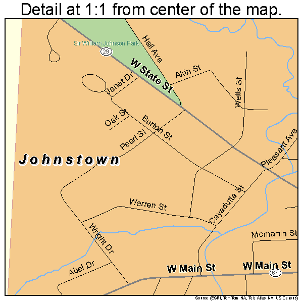 Johnstown, New York road map detail