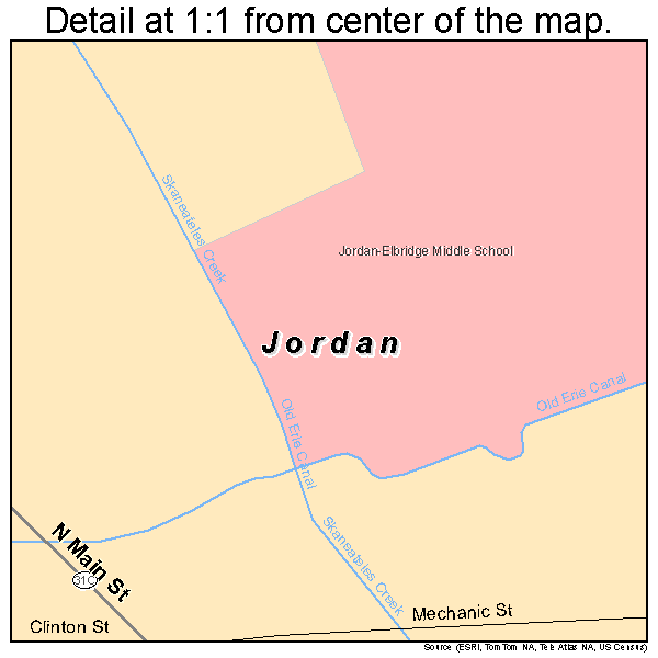 Jordan, New York road map detail