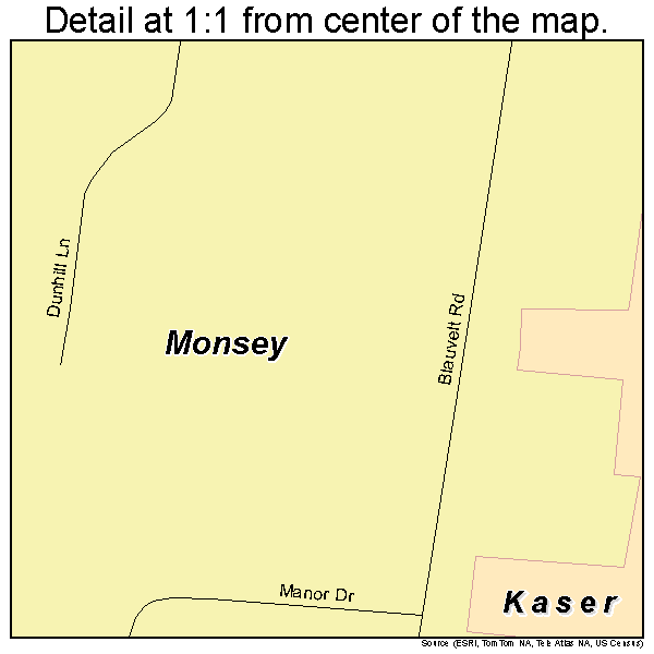 Kaser, New York road map detail