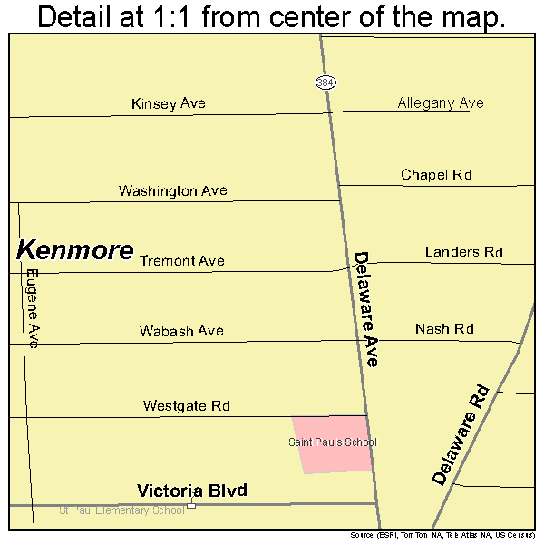 Kenmore, New York road map detail