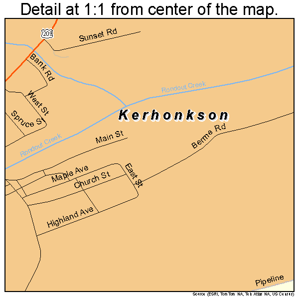 Kerhonkson, New York road map detail