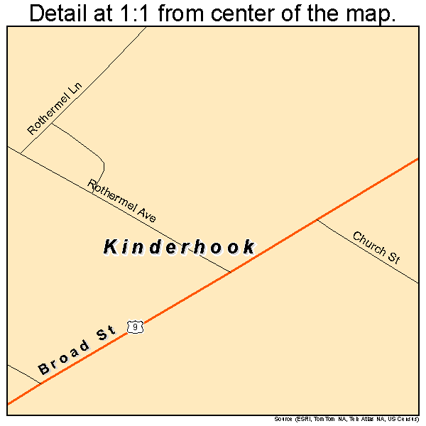 Kinderhook, New York road map detail