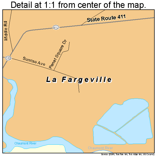 La Fargeville, New York road map detail