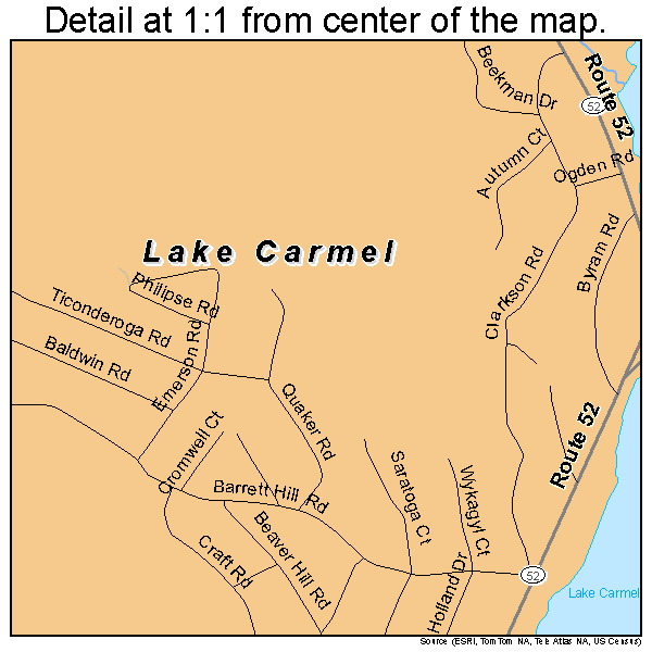 Lake Carmel, New York road map detail