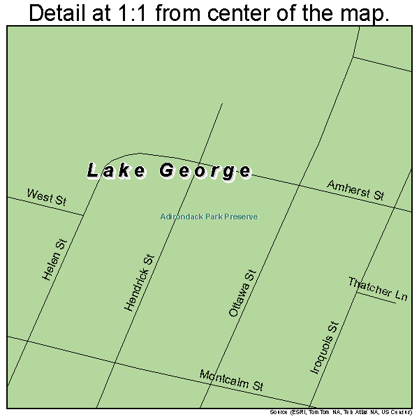Lake George, New York road map detail