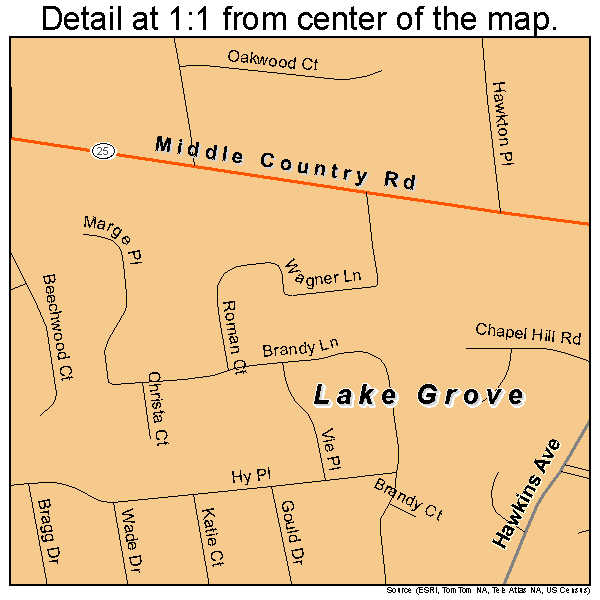 Lake Grove, New York road map detail